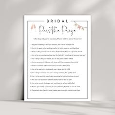 the bridal poem printable is displayed on a wall