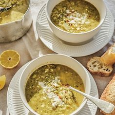 Soupe au brocoli, à l’orzo et au feta | Mordu Coquille Saint Jacques, Saint Jacques, Vegetable Recipes