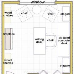 the floor plan for a small kitchen with seating and an overhead window, which is also labeled