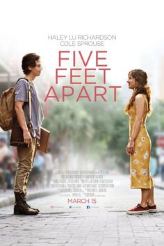 a movie poster for five feet apart with two people standing next to each other on the street