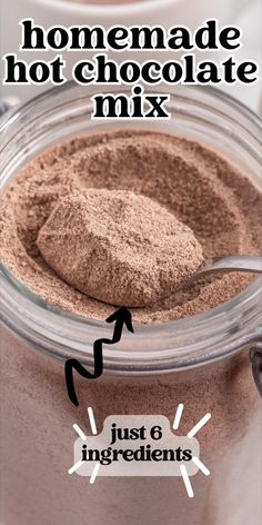 homemade hot chocolate mix in a jar with spoon