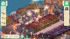 an image of a computer game with many people in the background and lots of trees