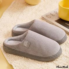 Olivia Mark - Premium Non-Slip Plush Cotton Slippers for Comfortable and Safe Indoor Use Womens Bedroom, Fashion Process, Cotton House, Comfort Gray, Bedroom Slippers, Home Slippers, Fashion Slippers, Formal Dresses For Women, Winter House