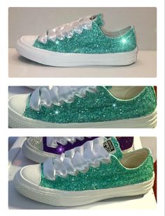 Wedding Dresses With Bling, Tennis Wedding, Quinceanera Shoes, Glitter Converse, Royal Theme, Shoe Makeover, Diy Sneakers, Wedding Sneakers, Prom Dance