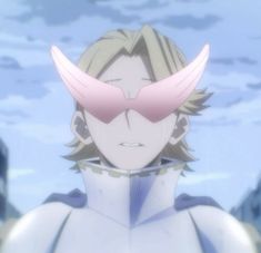 an anime character with large pink horns on his head