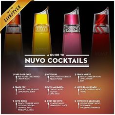 an advertisement for nuvo cocktails with three different flavors