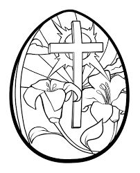 an easter egg with a cross and flowers in the center coloring pages for kids, printable