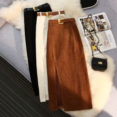 Vintage Side Slit Hight Waist Sashes A-Line Midi Skirt

















Size(cm)





Waist(cm)





Hip(cm)





Length(cm)









S





62





84





78









M





66





88





79









L





70





92





80 Rok Midi, Skirt Tulle, Split Skirt, Corduroy Dress, Corduroy Skirt, Looks Chic, Women Skirts Midi, Types Of Skirts, Black Skirt