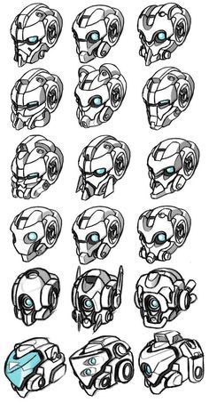 Robot Head, Robot Design Sketch, Helmet Concept, Robot Parts, Arte Robot, Arte Cyberpunk, Robot Design, Robot Art