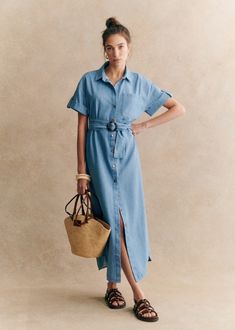 Dora Dress, Short Maxi Dress, Denim Maxi Dress, Knitwear Tops, Parisian Style, Spring Summer Fashion, Denim Dress, Occasion Wear, Red Dress