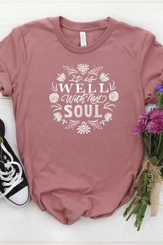 When Peace Like A River, Peace Like A River, Blessed Assurance, O My Soul, Christian Shirts Designs, Faith Tees, It Is Well With My Soul, Shirts Women Fashion, Women Of Faith