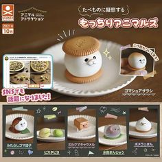 an advertisement for some kind of desserts on a plate with other items in the background