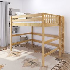 HEAVY XL NS : Standard Loft Beds Queen High Loft Bed with Straight Ladder on End Loft Bed Ideas For Small Rooms, High Loft Bed, Adult Loft Bed, Queen Loft Beds, Modular Bedroom, Queen Size Bunk Beds, Queen Bunk Beds, Bed With Ladder, Bed Stairs