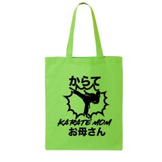 This cotton canvas tote bag features "KARATE MOM" on the front. 15" Wide x 16" High x 3" Deep with 20" handles. Printed in the USA on an imported bag. Size: One Size.  Color: Green.  Gender: female.  Age Group: adult. Reusable Grocery Bags, Canvas Tote Bag, Grocery Bag, Cloth Bags, Handbag Accessories, Karate, Canvas Tote, Gender Female, Cotton Canvas