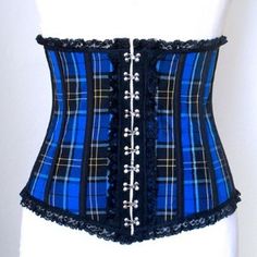 SHRINKLE Blue Plaid Waist Cincher Underbust Corset Underbust Corset, Blue Plaid, Plaid, Women's Top, Blue