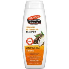 From America´s #1 Cocoa Butter BrandCreated For All Curl Patterns and Textures+Biotin Strengthening System with Fortifying Protectants for Optimal Length Colors Safe Non-Stripping Removes Build-Up Silicone FreeCommitted to Responsible Sourcing Family Owned and Operated No Animal Ingredients or Testing Palmer´s Cocoa Butter Formula® Length Retention system with Biotin, fully strengthens hair with powerhouse natural protectants that help block brittleness, breakage and split ends to help hair achi Length Retention, Butter Brands, Curl Pattern, Cocoa Seeds, Theobroma Cacao, Olive Fruit