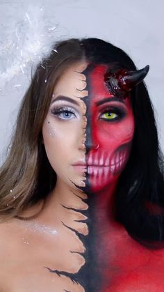 Character Costumes For Women, Halloween Costumes Women Plus Size, Halloween Skeleton Makeup, Funny Christmas Costumes, Devil Makeup, Devil Halloween, Skeleton Makeup, Horror Makeup, Dope Makeup