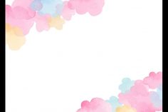 a white background with pink, blue and yellow bubbles