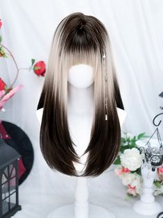 The price is for a wig only, others are not included. Hair Color:Ombre Hair ColorHair Length:LongWig Bangs:Air Bangs / Wispy BangsWig Details:Heat-resistant Synthetic Fiber / Natural Top / Net Closed Wefted Cap Construction / Straight Garment Size Size Free Size Hair Length 60 Brown White Hair, Blonde Black Hair, Brown And White Hair, Bangs Wispy, White Ombre Hair, Cool Hair Designs, Air Bangs, Top Net, Creative Hair Color