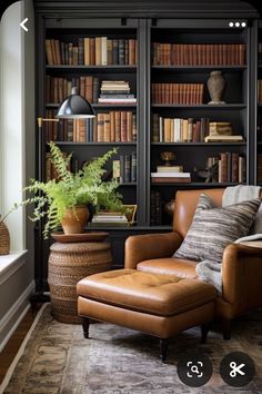 a living room filled with lots of books and furniture