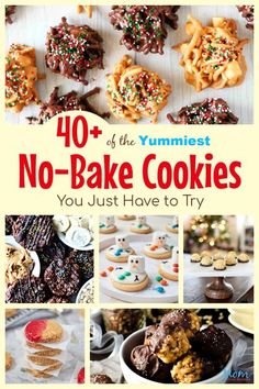 the cover of 40 yummyest no - bake cookies you just have to try