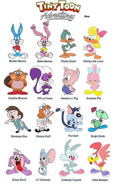 cartoon characters with different names and colors