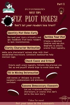 a poster with instructions to fix plot holes