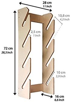 an image of a wooden shelf with measurements for the top and bottom shelves on it