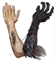 a drawing of two hands with claws extended