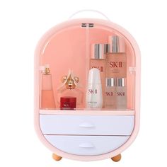 PRICES MAY VARY. 🌸Product Size: 10.4"* 4.7"* 14.6".As a makeup organizer. Pink/Green appearance with transparent lid, handle, non-slip feet. 🌸Large Capacity: The cosmetic storage box with lid can store cosmetics of various shapes and sizes, while keeping them in order. The lower storage cabinet can prevent cosmetics from entering dust and water, and can store lipsticks, lip balm, eyebrow pencils, foundation sticks, beauty tools, necklaces, rings, etc. separately. 🌸Easy to Carry: Compared with Organiser Son Dressing, Makeup Drawer Organization, Makeup Containers, Makeup Drawer, Jewelry Drawer, Cosmetic Display, Make Up Organiser, Beauty Storage, Makeup Box