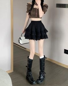 Kawaii Princess Lace Ruffled Bloomer Shorts-Skirt available in black or white. ONE SIZE Waist: 58-78cm Length: 41cm Skirt Photography, Female Skirt, Kawaii Princess, Bloomer Shorts, Ruffle Bloomers, Shorts Skirt, Bloomers Shorts, Lace Ruffle, Japanese Women