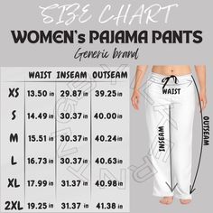 Pants Size Chart, Pants Mockup, Womens Pajamas Pants, Pajamas Women, Mockup, Pajama Pants, Beauty Book, Pajamas, Size Chart