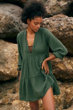 Embrace a laidback lifestyle with the Kallie Flowy Tunic Dress - a perfect mix of casual and put-together - that'll take you from seaside holiday to weekend errands. | The Kallie Flowy Tunic Dress: Mini Edition Top by Anthropologie in Green, Women's, Size: XS Seaside Holiday, Flowy Tunic, Dress Mini, Tunic Dress, Anthropologie, Mini Dress, Lifestyle, Long Sleeve, Green