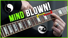 a person is playing an electric guitar with the words mind blown on top of it