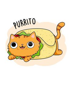 a cat that is laying down with a burrito in it's mouth and the words purrito written above it