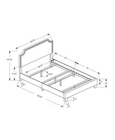 a drawing of a bed frame with measurements