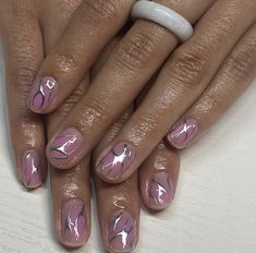 Square Gel Nail Designs, Short Edgy Nails, Manicure Designs For Short Nails, Square Gel Nails, Nails Y2k, Manicure Designs, Natural Nail Designs, Band Nails