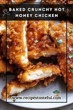 baked crunchy hot honey chicken on a plate