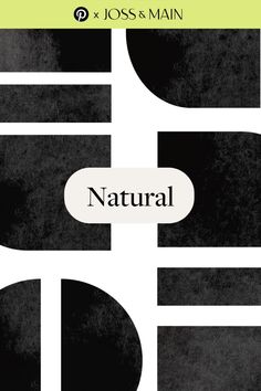 a book cover with black and white shapes on it, the title natural is written in green