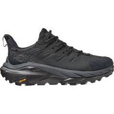 the north face men's hedgehog trail running shoe is black and has laces