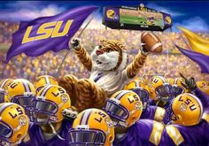 the lsu football team is depicted in this painting