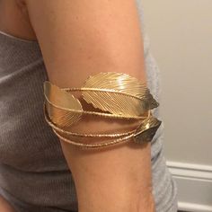 Channel Your Inner Greek Goddess With This Beautiful Piece Of Jewelry. The Leaf Detailing Is Stunning And The Gold Shimmer’s. It’s Adjustable So You Can Tighten Or Enlarge It As Needed. Gold Goddess Headpiece For Party, Gold Goddess Headpiece, Greek Goddess Accessories Arm, Goddess Jewelry Greek, Goddess Branding, Gold Upper Arm Cuff, Desert Goddess, Goddess Jewelry, Arm Cuff