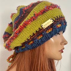 I Am Designer And Creator Of My Hand Knits Line: “ Hand Knits 2 Love”. Elevate Your Winter And Fall Style With This “Hand Knits 2 Love” Slouch Beanie Hat Cap Tam. This Designer Hip Accessory Features A Multicolor Pattern That’s Soft And Warm. Adjustable Fit With Braid Going Through Bottom With Decorative Beads On Ends, That Makes It A Perfect Addition To Your Winter Wardrobe. Top Of The Hat Is Gathered Style With A Braid Going Through. Top Can Be Opened As Desired And Let The Hair Out. Crafted W Chunky Crochet Scarf, Cute Winter Hats, Hair Winter, Slouch Beanie Hats, Crochet Hood, Hand Knits, Funky Hats, Deco Beads, San Dimas