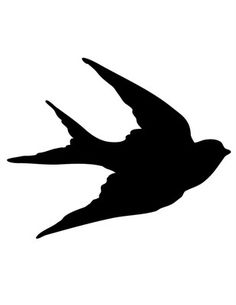 a black and white silhouette of a bird flying in the sky with it's wings spread