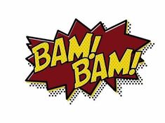 the word bam is written in comic style