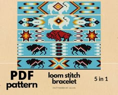 a cross stitch pattern with the words loom stitch bracelet 5 in 1 on it