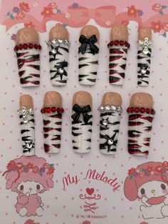 cute y2k mcbling set  -DOES NOT include nail glue -charms may vary but will be very similar Y2k Birthday Nails, Idea Nail, Curly Crochet Hair Styles, Hippie Nails, Duck Nails, Y2k Nails, Y2k Mcbling