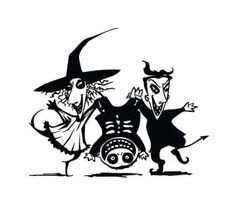 two cartoon characters dressed as witches, one holding a pumpkin and the other wearing a hat