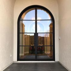 best quality iron french double door with round top Iron French Doors, Round Glass Door, Cali House, French Double Doors, Wood Fence Design, Happy Valley, Glass Front Door, Wood Fence, French Door