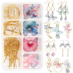 PRICES MAY VARY. ❤[LIGHT WEIGHT BUTTERFLY CHARMS]: When we see butterflies, we are surprised by their flexible and graceful wings, the fabric butterfly earring making kit was designed from the idea of real flying butterfly. The kit is similarly light weight and beautiful, suitable for everyone seeking for beautity. ❤[MATERIAL]: The imitation butterflies are made of mixed polyester fabric, organza, light weight, relatively transparent, super adorable. The beads are made of glass in frosted surfac Earring Kit, Antique Silver Rings, Fabric Butterfly, Jewelry Making Kits, Box Diy, Jewelry Making Kit, Earring Making, How To Make Rings, Gemstone Cabochons